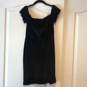Off the shoulder black velvet dress